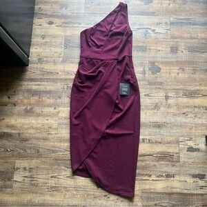 Lulus Women’s So Flirty Burgundy One Shoulder Cutout Asymmetrical Dress Size XS